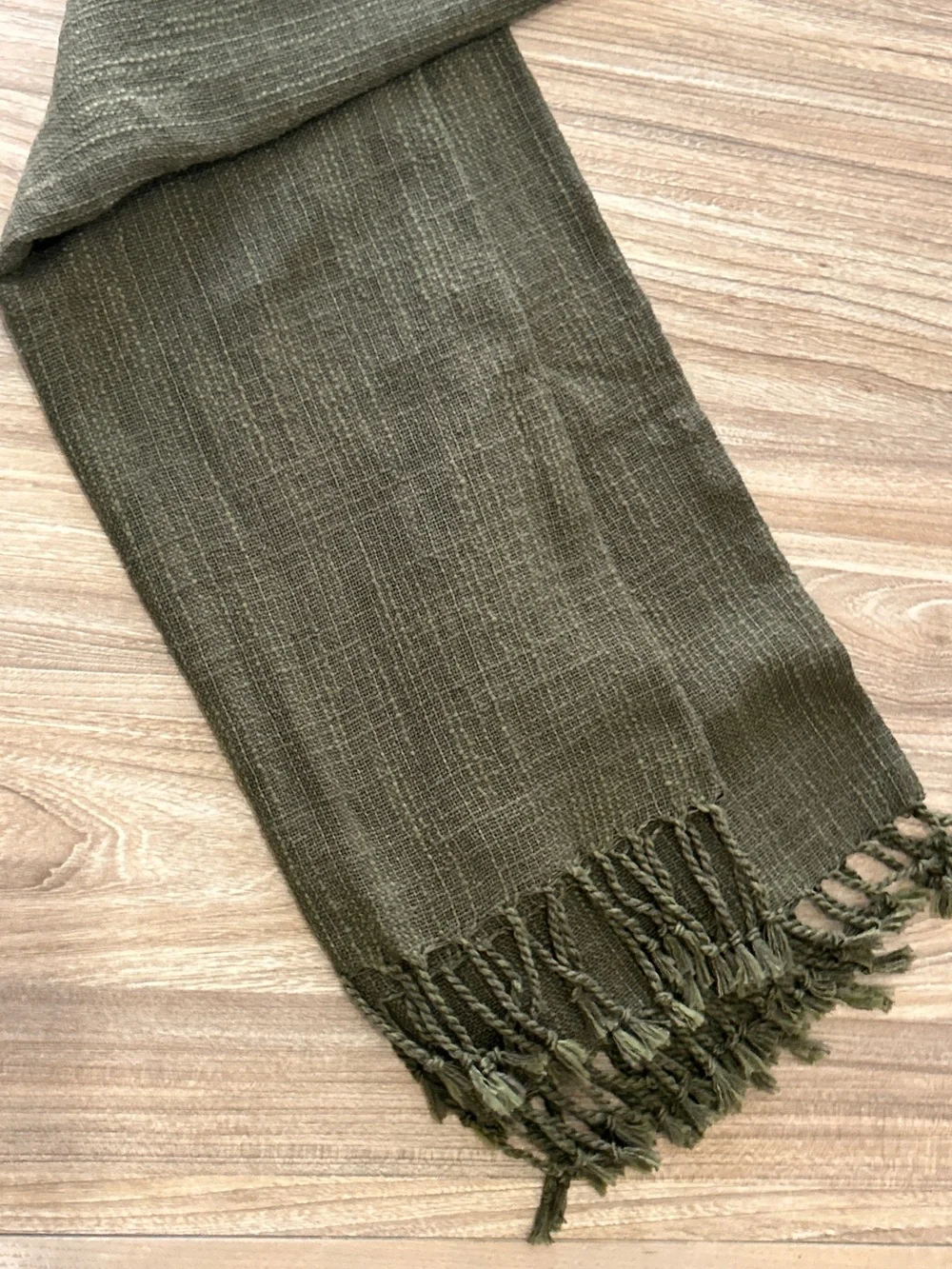 Olive Green Hand Loom Textile Hand Tied Tassels Travel Scarf Wrap Towel Sarong
